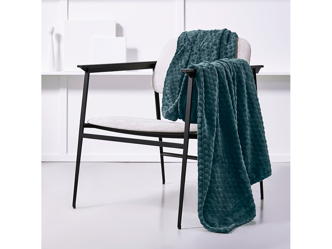 Toque Xadrez Seda M/Luxury Topo 150X200Cm Petroleum Blue MEVAK LIVING