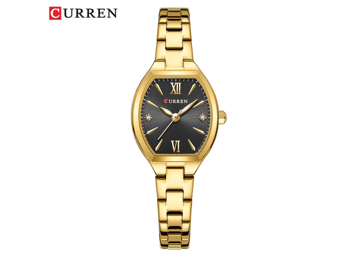 Relógio De Pulso Feminino Elegante Com Pulseira De Aço, Formato Tonneau Simples, Relógio De Quartzo.