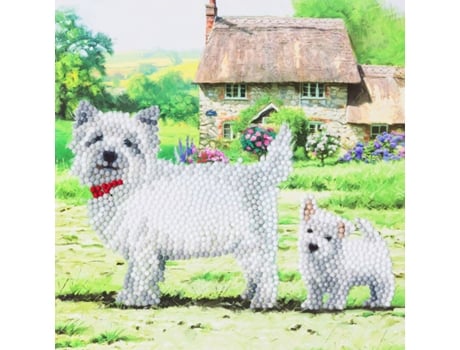 Cartão de Diamante Westie 18 X 18 Cm Youdoit CRYSTAL ART