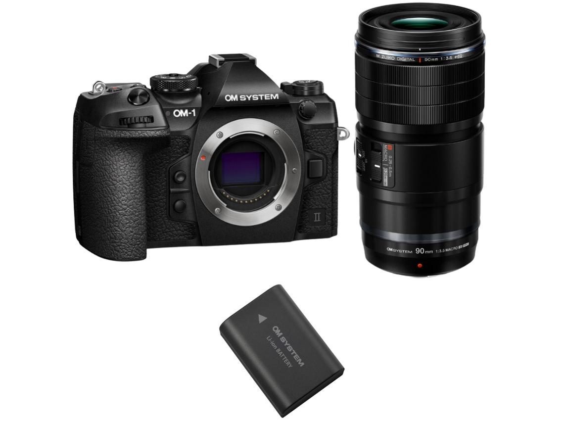 Om 1 Mark Ii + Ed 90mm F/3.5 Macro Is Pro + 1 Om System Blx 1 + Ebook “20 Dicas para Fotos Que Impressionam” OM SYSTEM