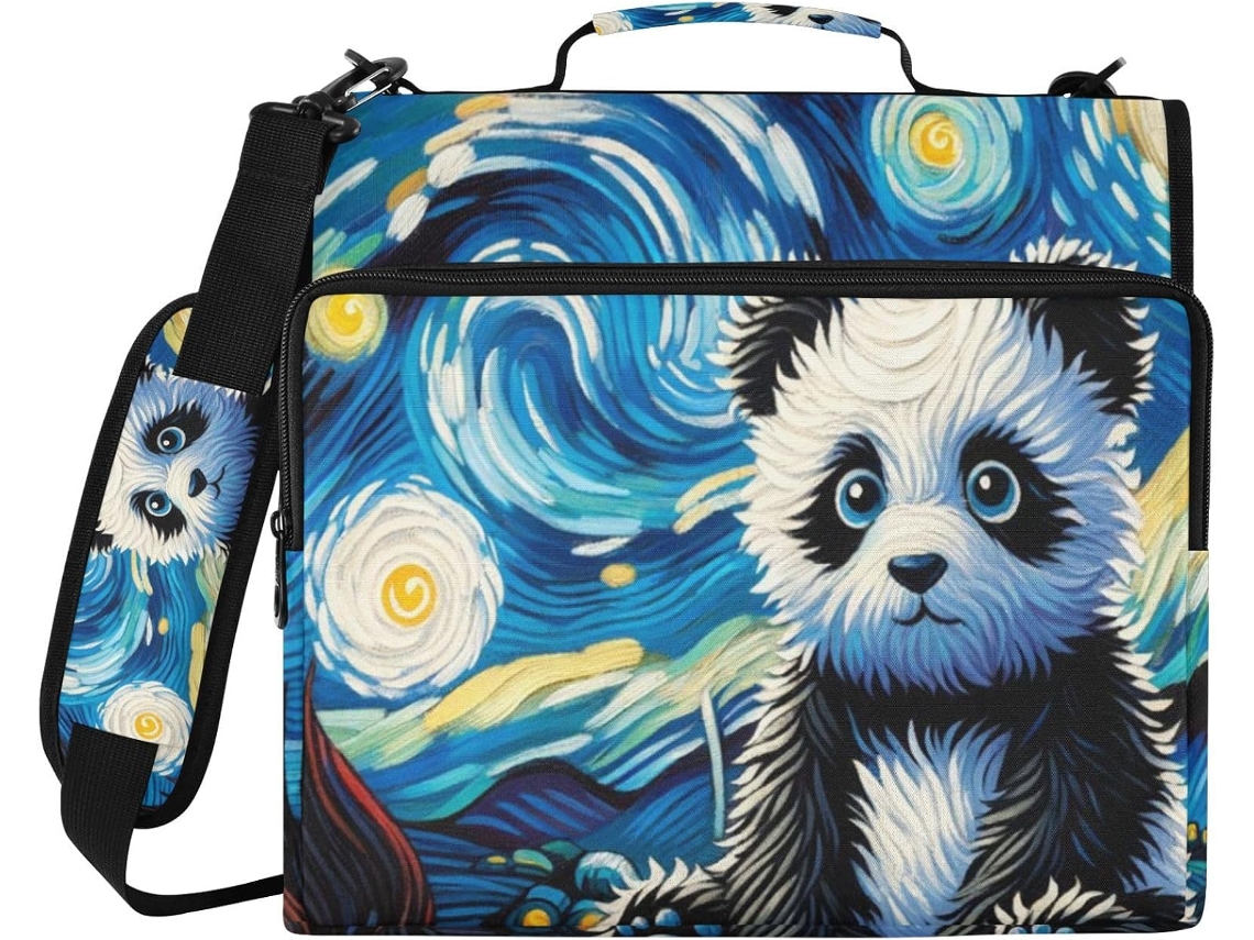 Bolsa Organizadora Fofa Com Fichário Estampado Céu Estrelado, Resistente À Água, Com Fecho De 3 Argolas E Compartimento