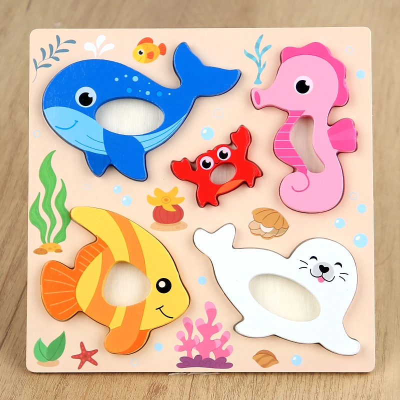 Quebra-cabeça Montessori 3d De Madeira, Tabuleiro De Quebra-cabeça Com Desenhos Animados, Brinquedo Educativo Para Crianças