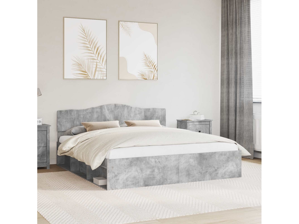 Vidaxl Estrutura Da Cama Com Cabeceira Concreto 180 X 200 Cm