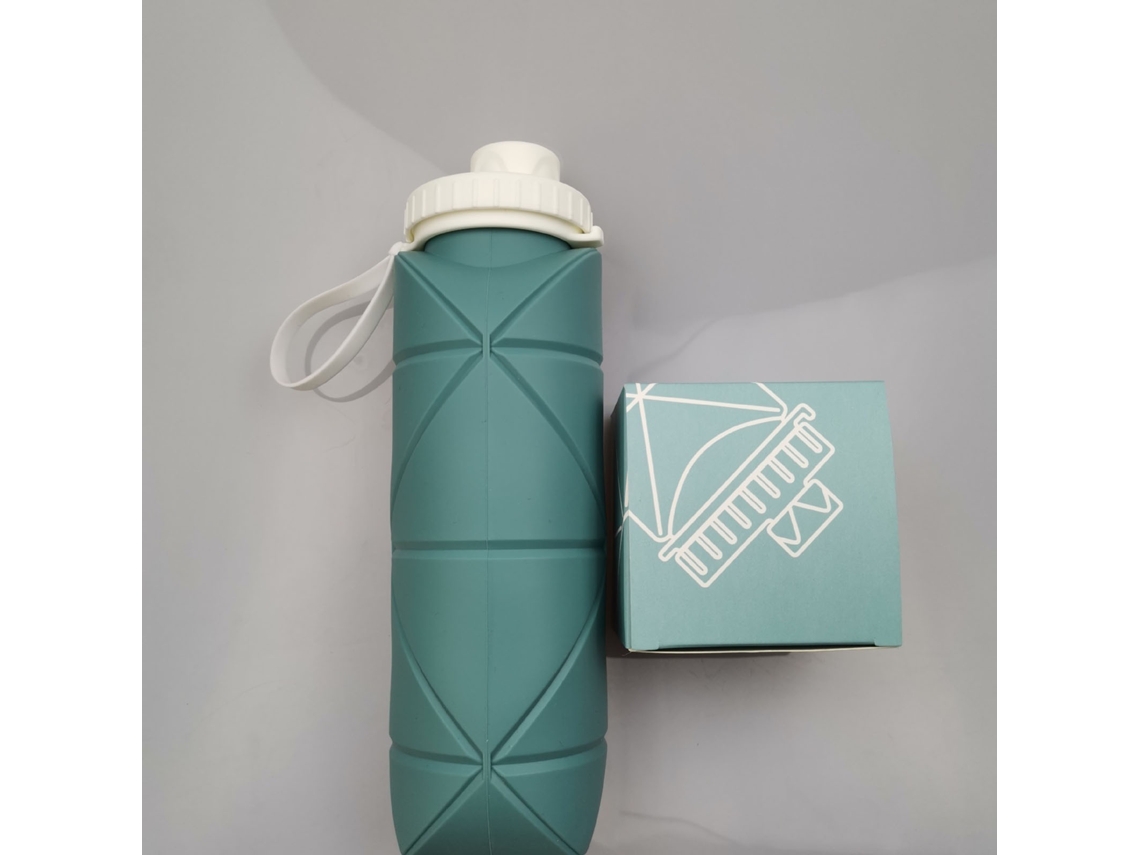 Garrafa de Água Silicone Plegável Grande Capacidade Verde
