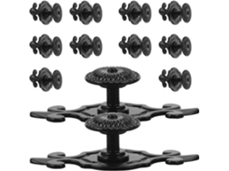 Conjunto De 12 Puxadores Redondos Liga Zinco Para Armários, Com Placa De Fixação, Furo Único De 24x20mm, Acabamento