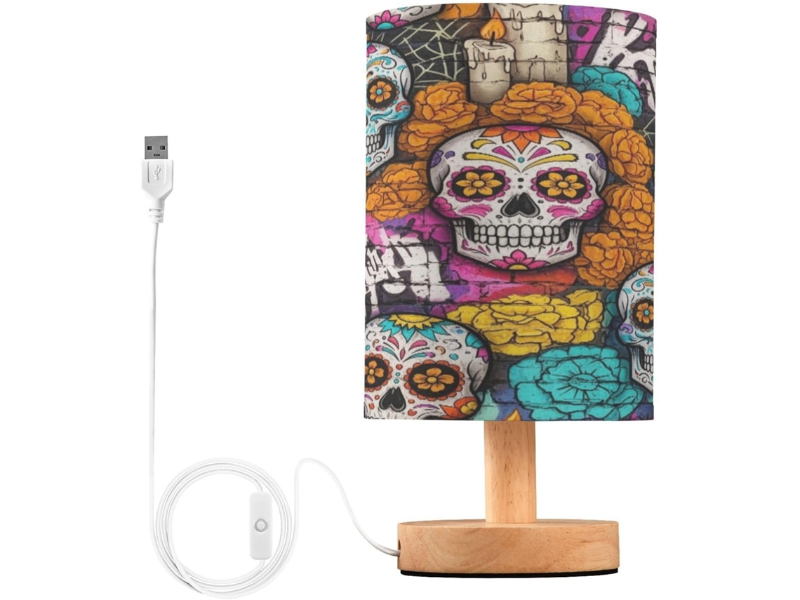 Abajur De Cabeceira Em Formato Caveira Para Quarto, Luminária De Cabeceira Led, Luminária De Leitura Com Portas Usb E