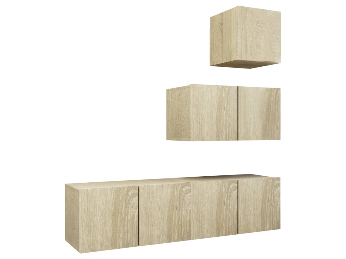 4 Pcs Conjunto de Móveis de TV Contraplacado Carvalho Sonoma MAISON EXCLUSIVE