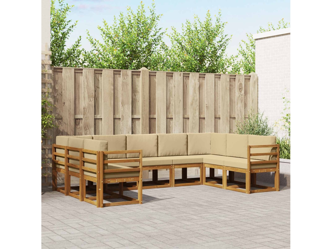 Vidaxl Conjunto De Sofás Para Exterior 9 Unid. Natural E Bege