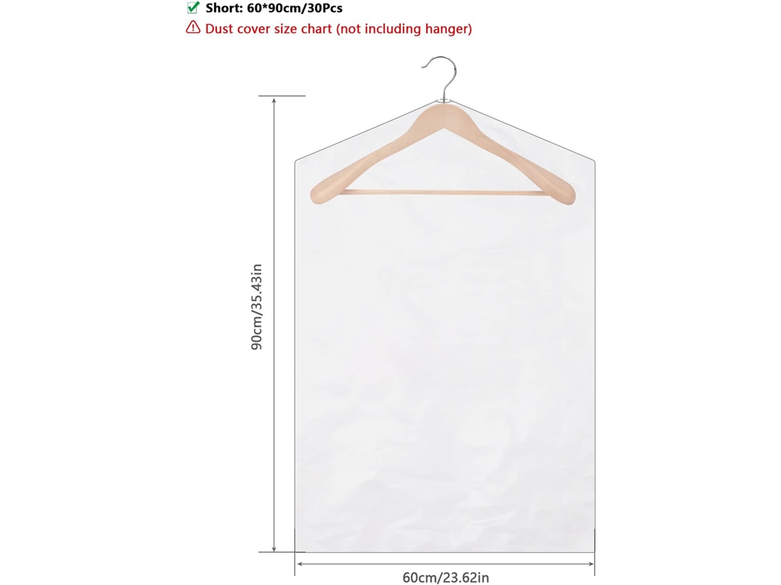 Lurelia Capa Para Roupa, Pack Com 30, Antipoeira, Impermeável, Transparente