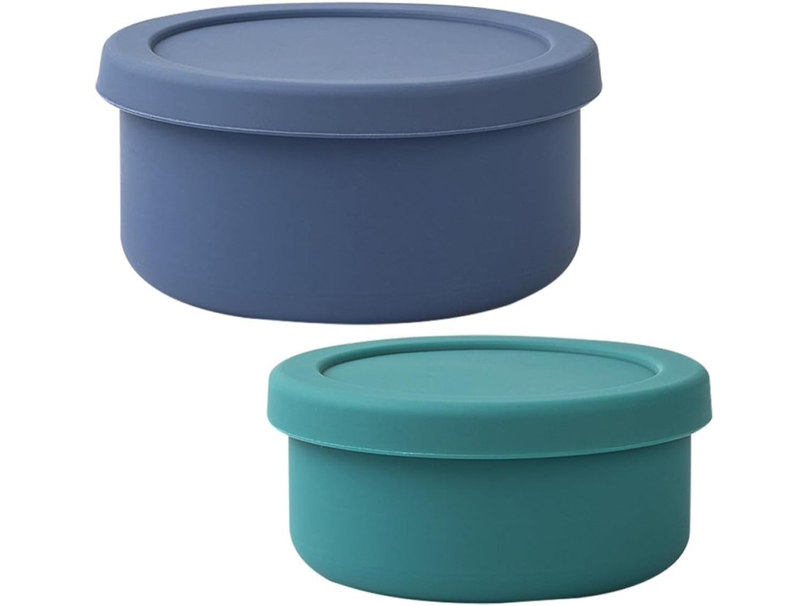 Conjunto De 2 Recipientes Silicone Para Alimentos, Ideais Para Camping E Trabalho Reutilizáveis, Com Ótima Vedação