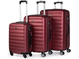 Conjunto de 3 Malas de Viagem ITACA Extensivel Vermelho (35/70/100 L)