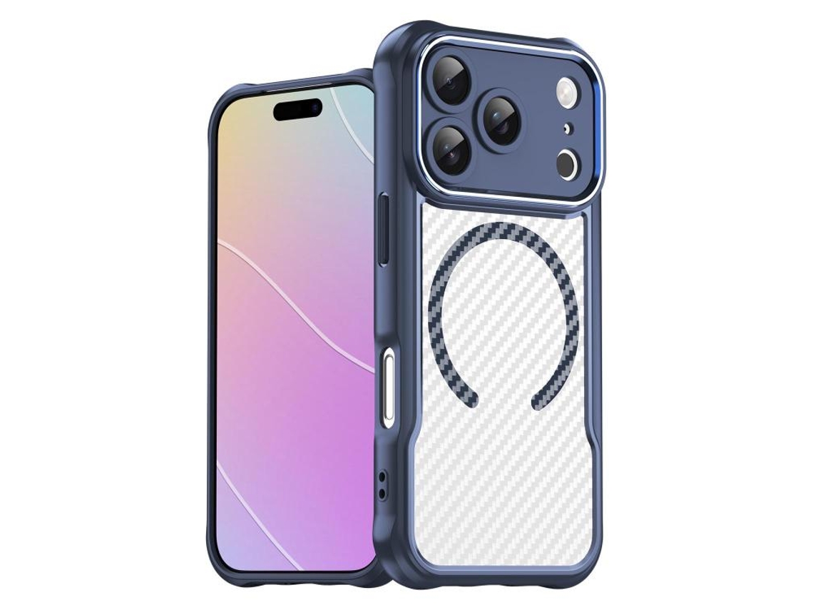 Capa Transparente Para Iphone 17 Pro - Textura De Fibra De Carbono - Magsafe