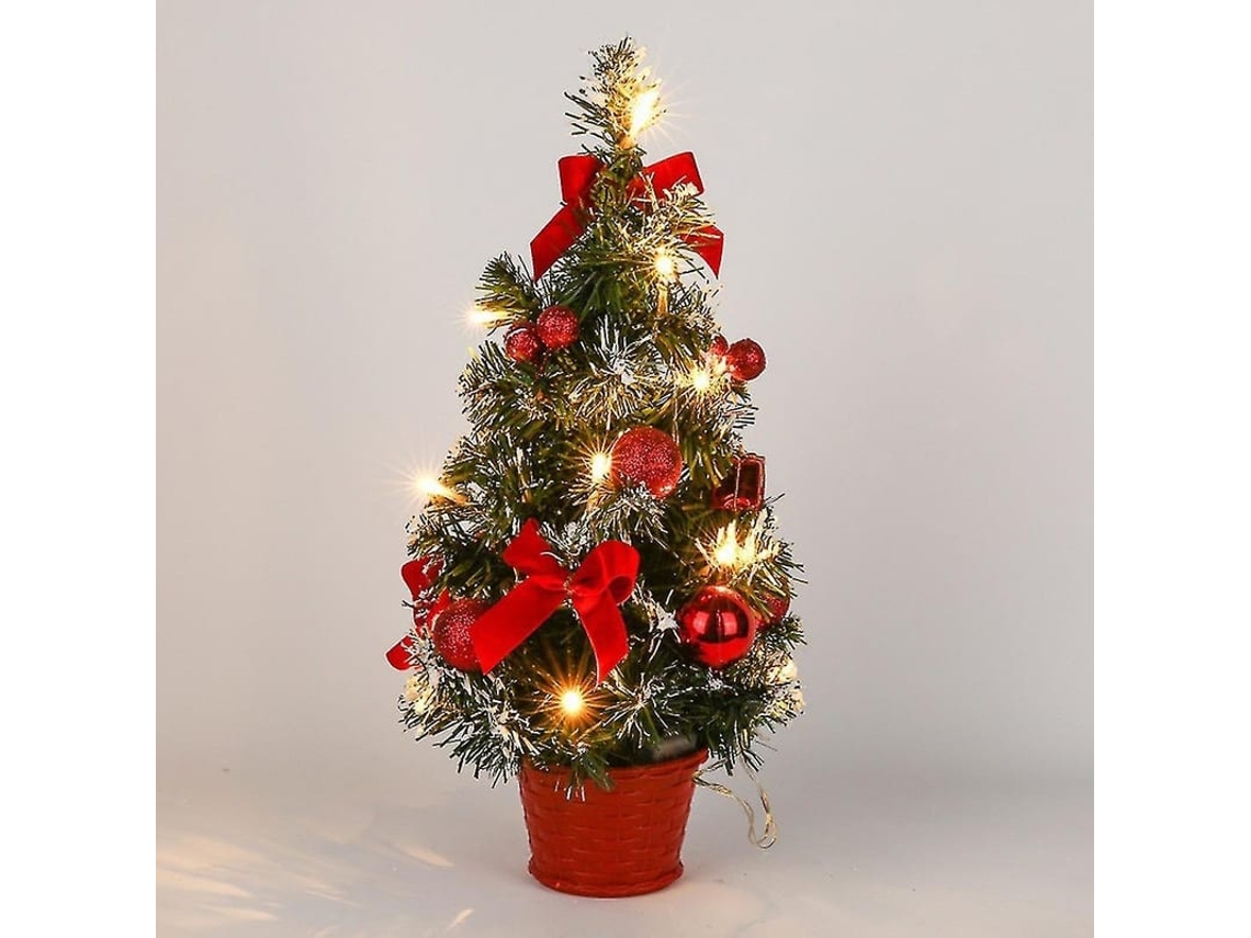 Mini Árvore De Natal Apropriada Decoração Artificial De Mesa Com Luzes Led Vermelha
