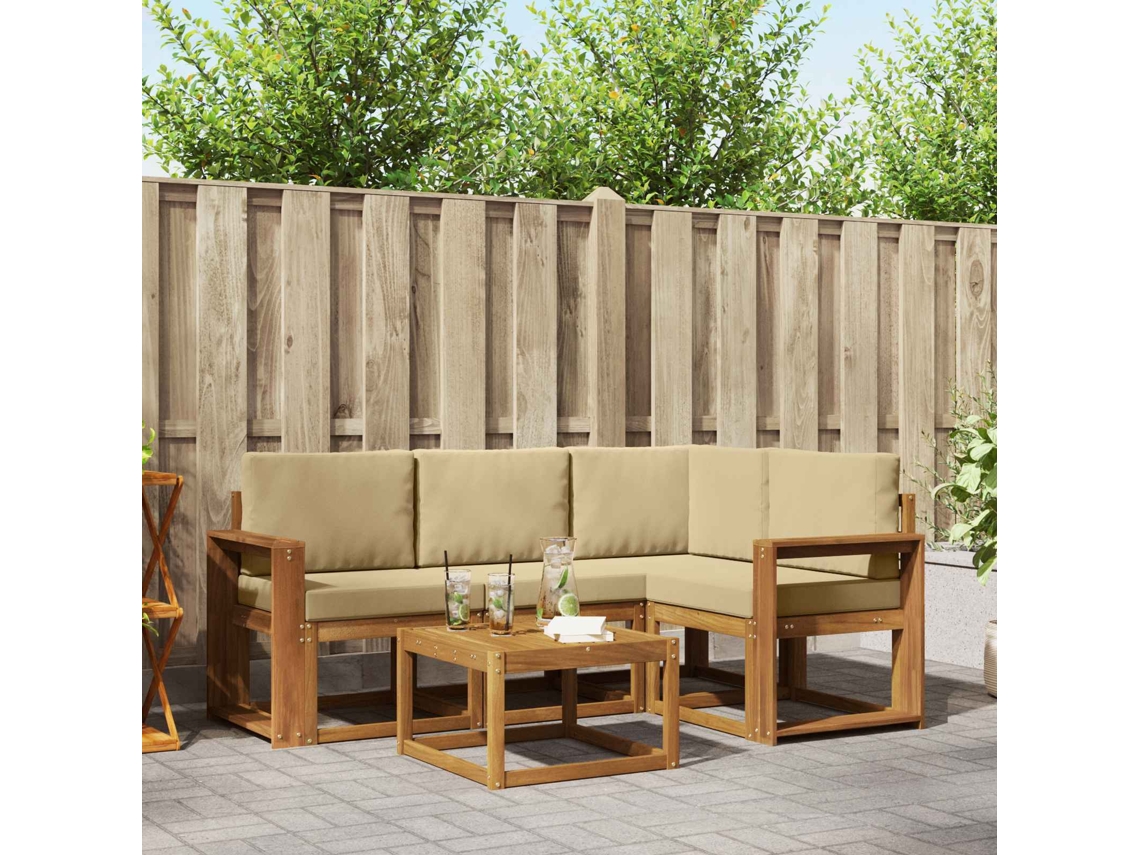 Vidaxl Conjunto De Sofás Para Exterior 5 Pcs Natural E Bege
