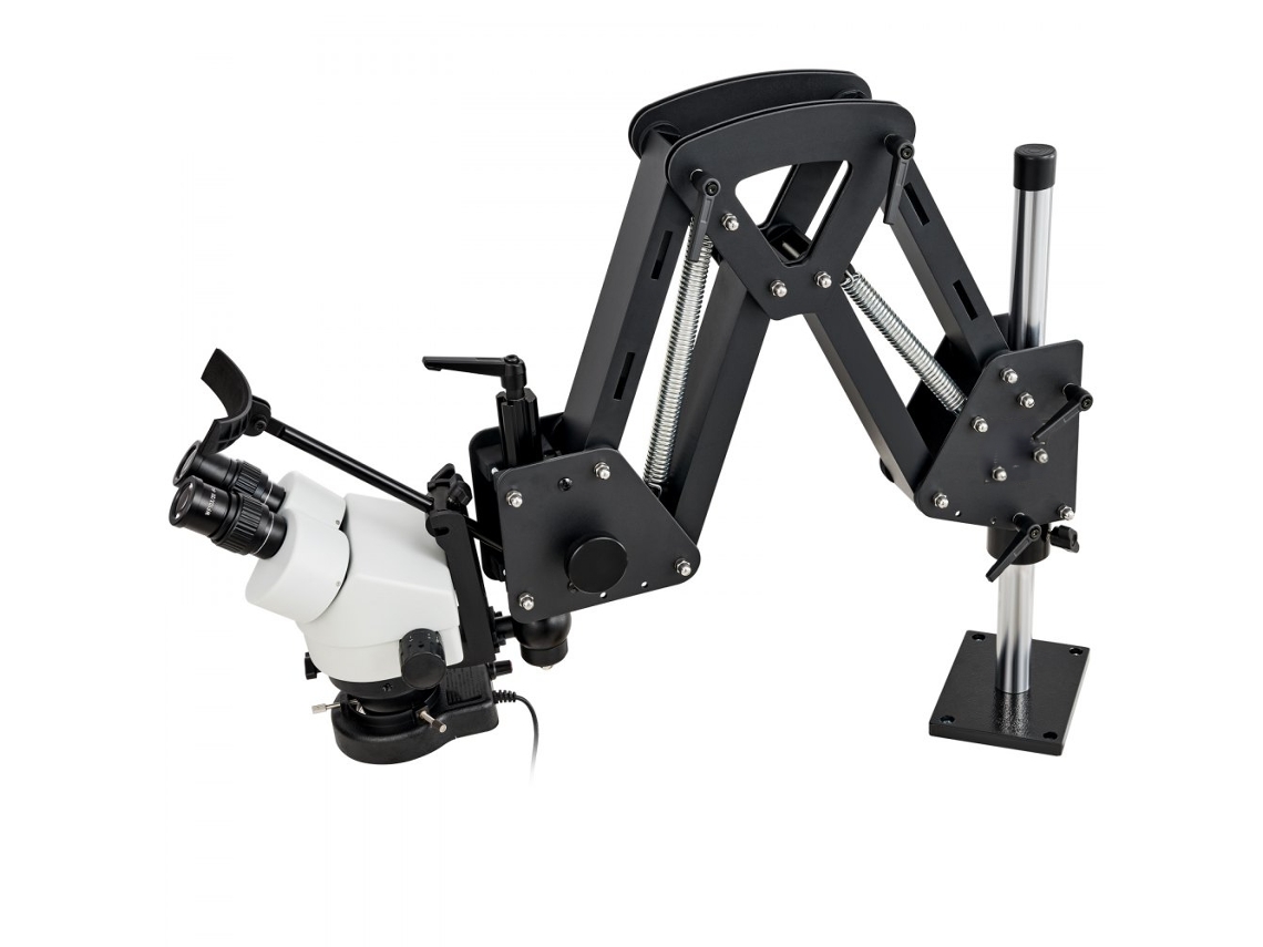 Microscópio Estereoscópico Profissional Com Zoom Ajustável, Iluminação Led E Suporte Multidirecional Tekmaquinas