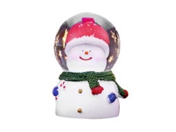 Bola de Cristal Natal Luz Mudança Cor Boneco Neve