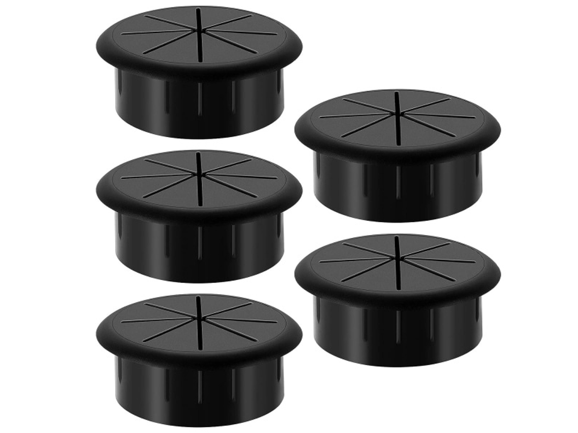 Lurelia Passa-cabos De Mesa, Pack De 5, 2 Polegadas, 2,4 Polegadas, Resistente, Preto