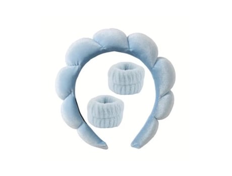 Blue Cosmetic Headband And Wristband Set, 3 Pieces Ecarla