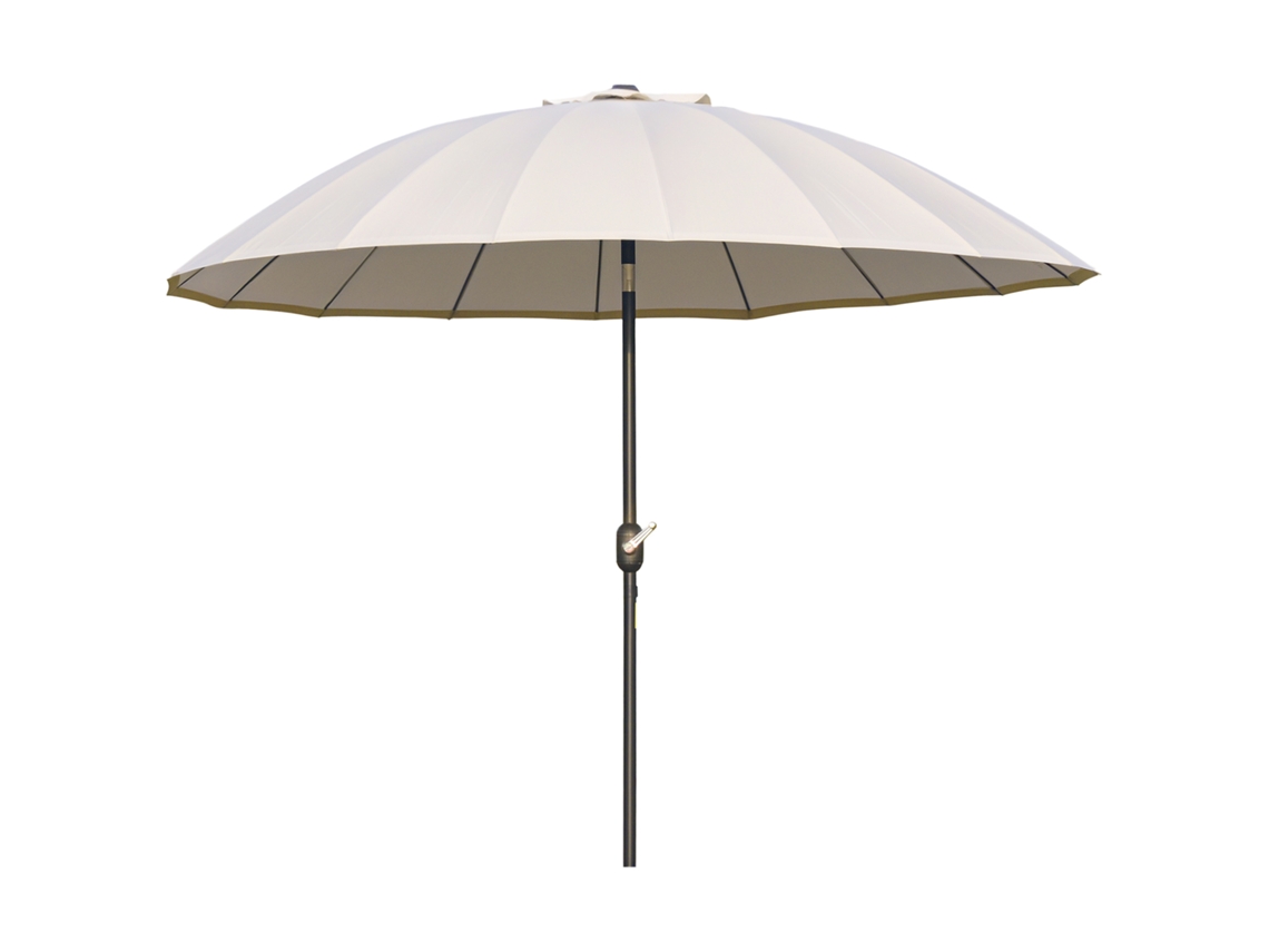 Guarda sol para Jardim e Terraço 2.5x2.5m com Manivela, 18 Varetas e Cabeça Inclinável cor Creme BTFORUS