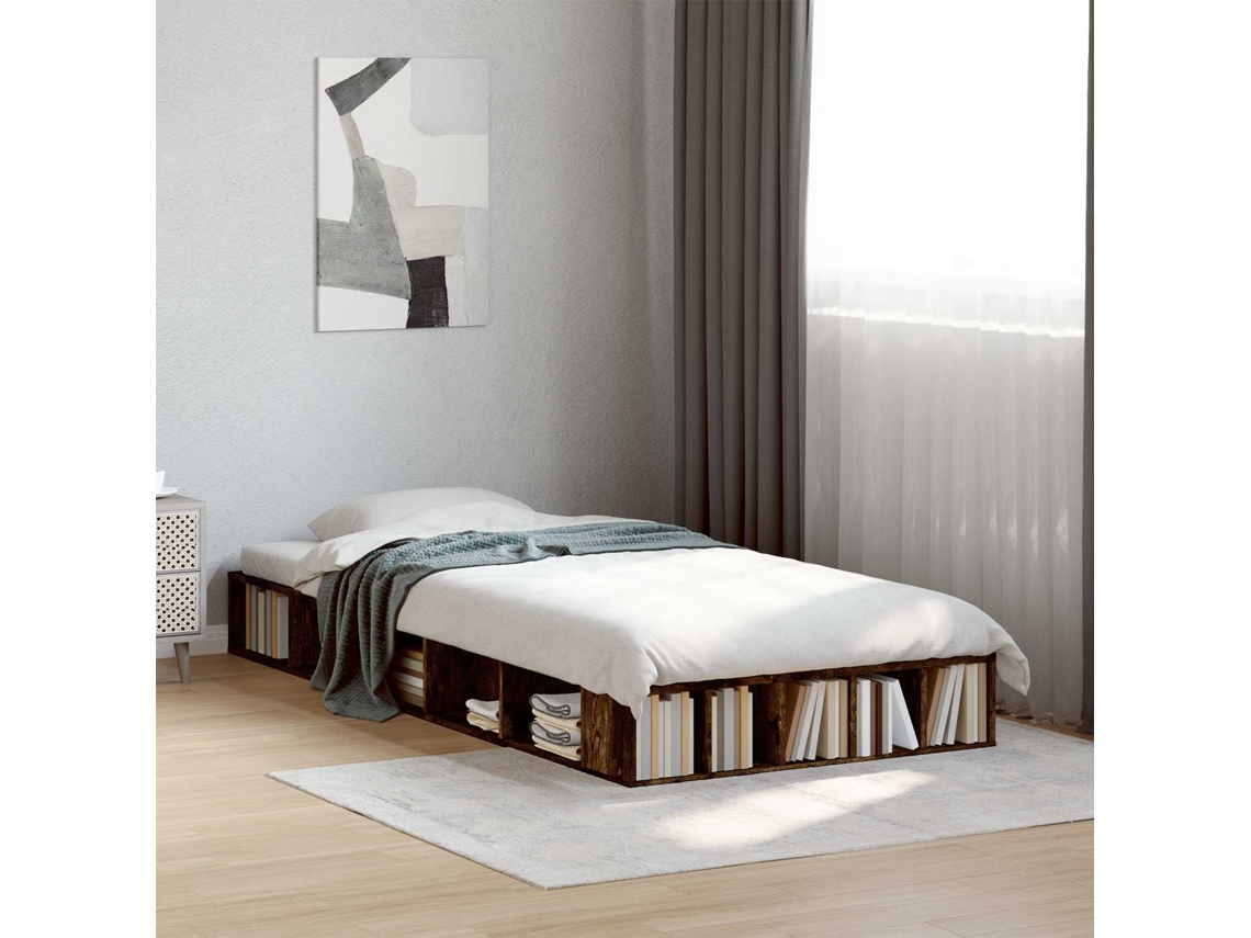 Vidaxl Estrutura De Cama Com Armazenamento Carvalho Fumado 80 X 200 Cm