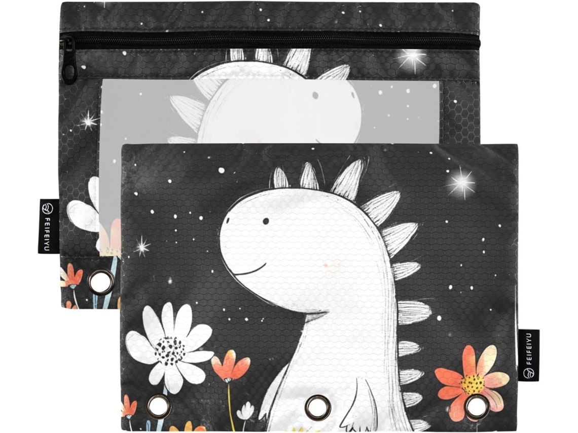 Art Dino Pasta Organizadora De Documentos Com Janela Transparente, Ilhós Reforçados E Fecho, 3-compartimentos Lápis