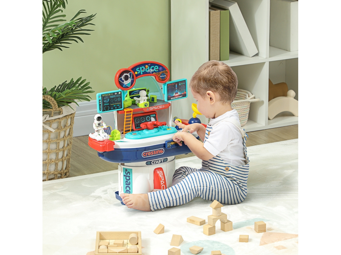 Bancada De Brinquedo Com Tema Espacial, 21 Peças, Com Sons E Luzes, Pp E Gpps, 45,5 X 24 X 52,5 Cm