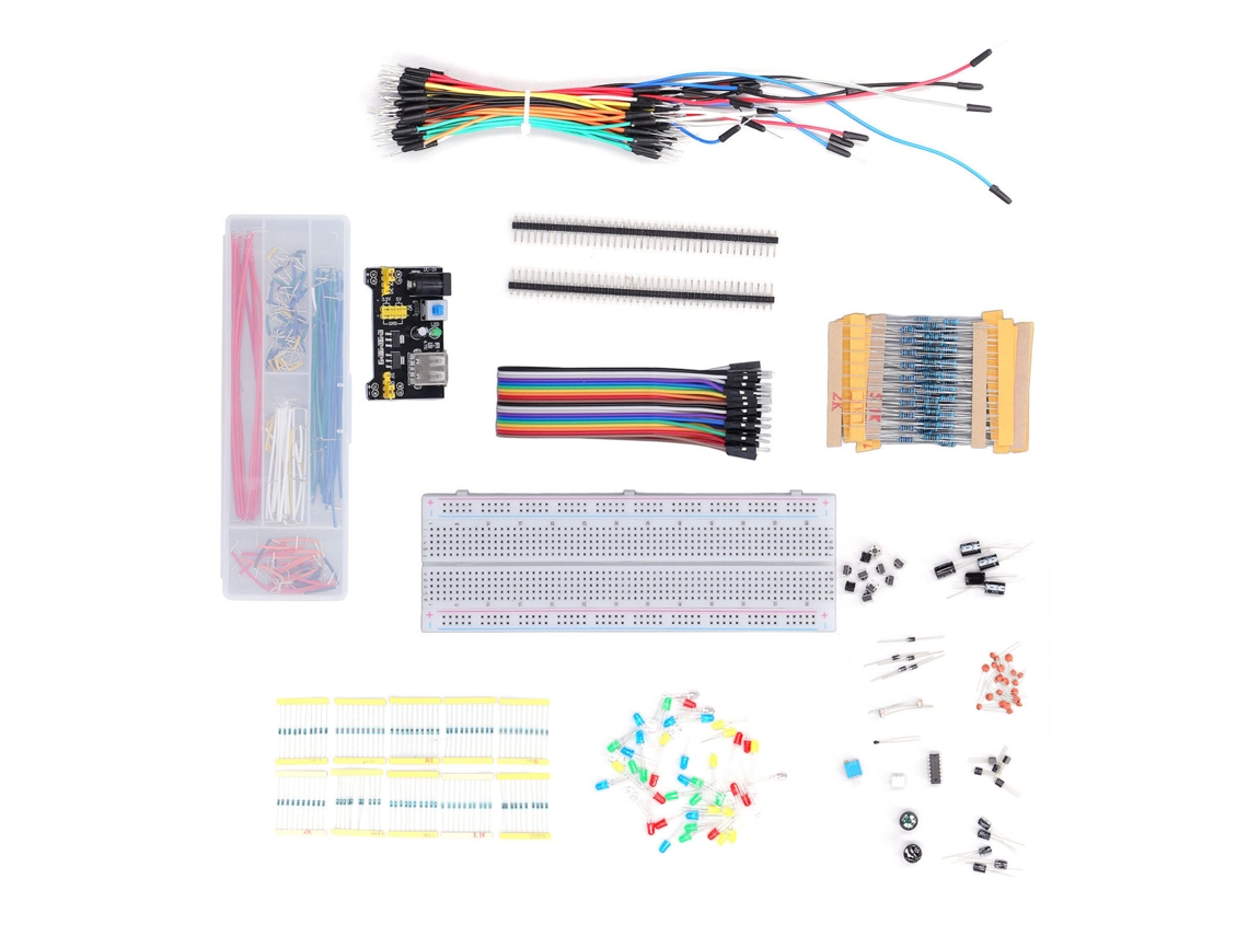 Kit Beginner De Eletrônica Laxiscreed Com Jumpers Sem Solda, Resistores E Capacitores Incluídos