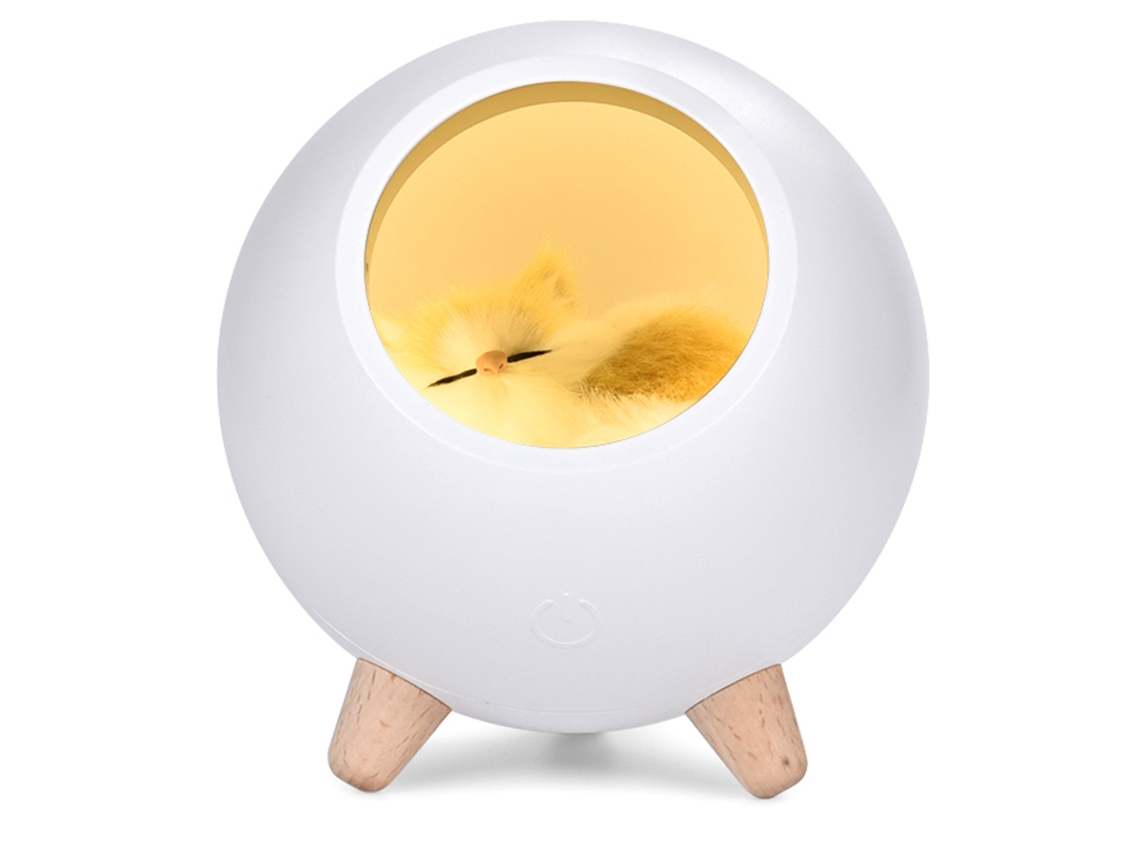 Luz Noturna Led Gatinho Mini Mesa Dimmer Bateria Branca