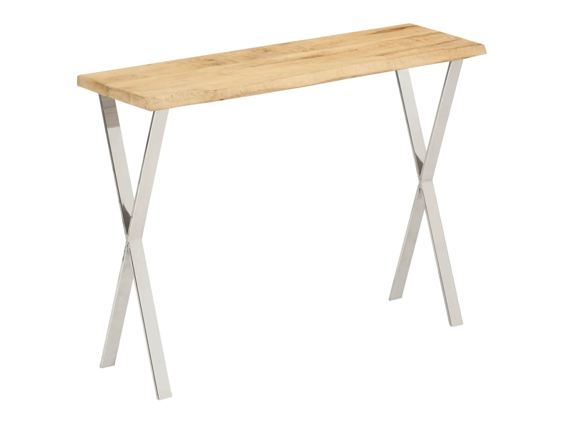 Vidaxl Mesa Consola C/ Borda Viva 105x33x76cm Madeira Mangueira Maciça