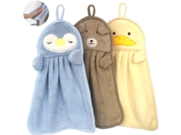 Conjunto de 3 Toalhas Fofas com Estampa de Animais, Toalhas de Pendurar com Desenhos Animados, Lindas e Animadas BRILVIBERA