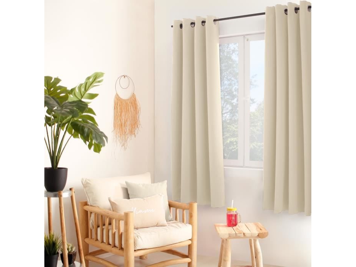 Cortina Térmica em Microfibra Forrada Ecru 135X180 Cm HOME MAISON