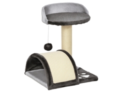 Árvore Arranhador para Gatos de 2 Níveis com Poste e Tapete de Arranhar Cama e Bola Suspensa 35,5x37x46 Cm Cinza Ge