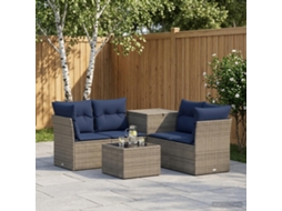 Vidaxl Conjunto De Sofás 6 Unid. Cinza E Azul Marinho