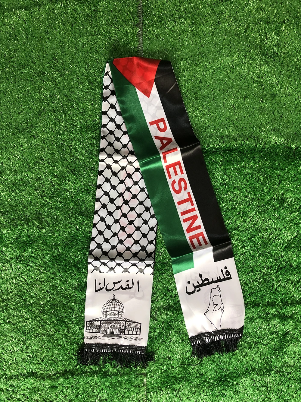 (14x130cm) Cetim Estampado Com A Bandeira Palestina