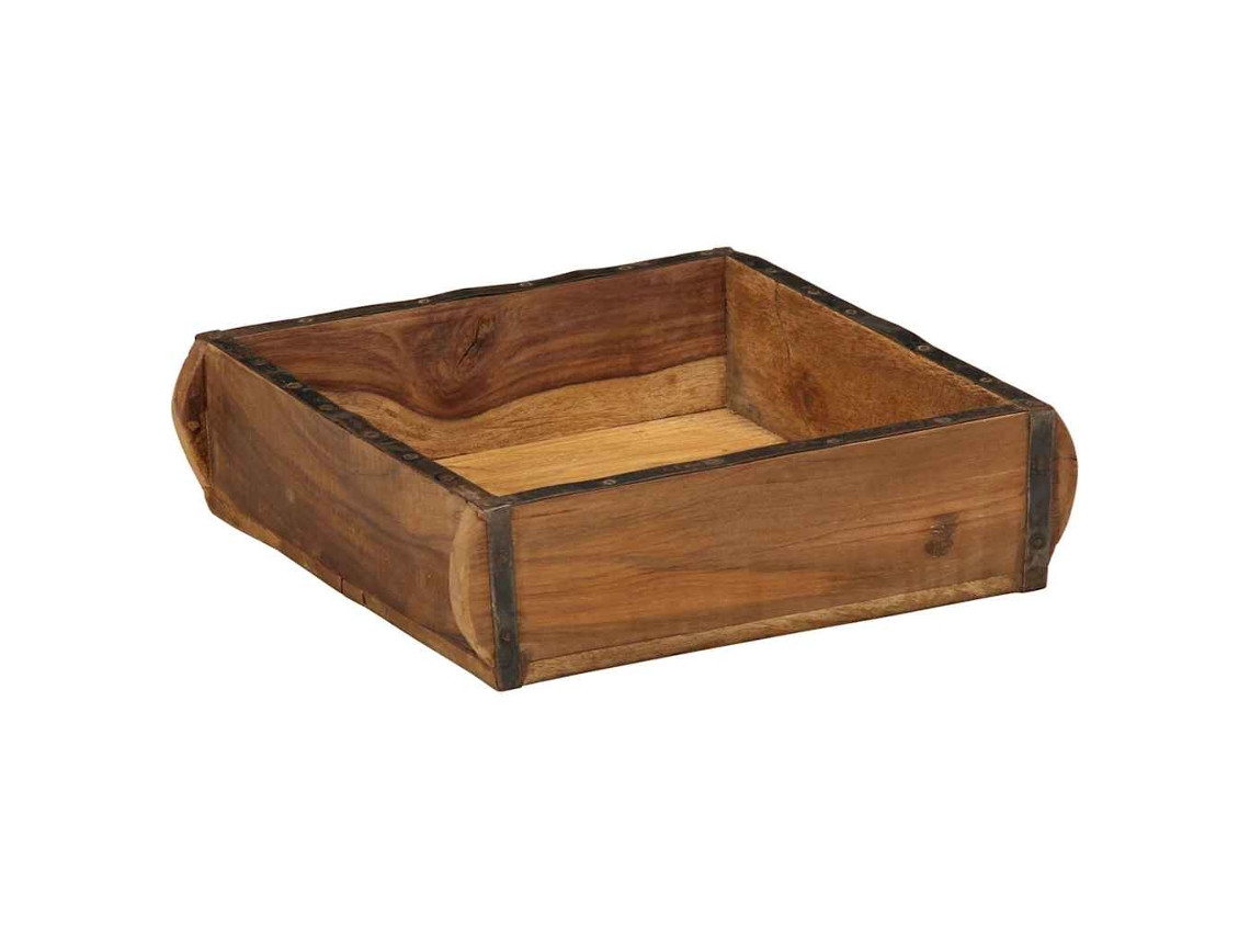 Vidaxl Tabuleiro Castanho 29 X 31 X 10 Cm Madeira Reforçada Sólida