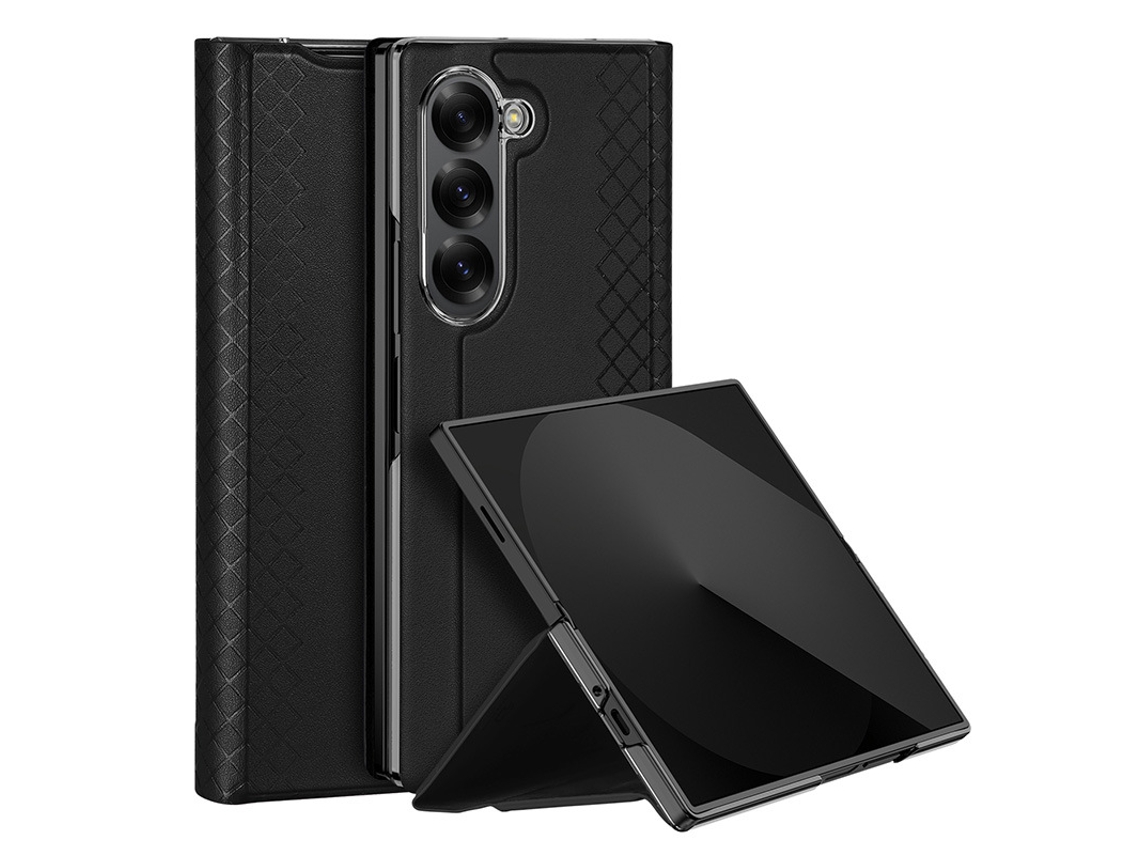 Capa Hexinyigjly Para Samsung Galaxy Z Fold 8 Rígida Em Pele Com Aba Preto