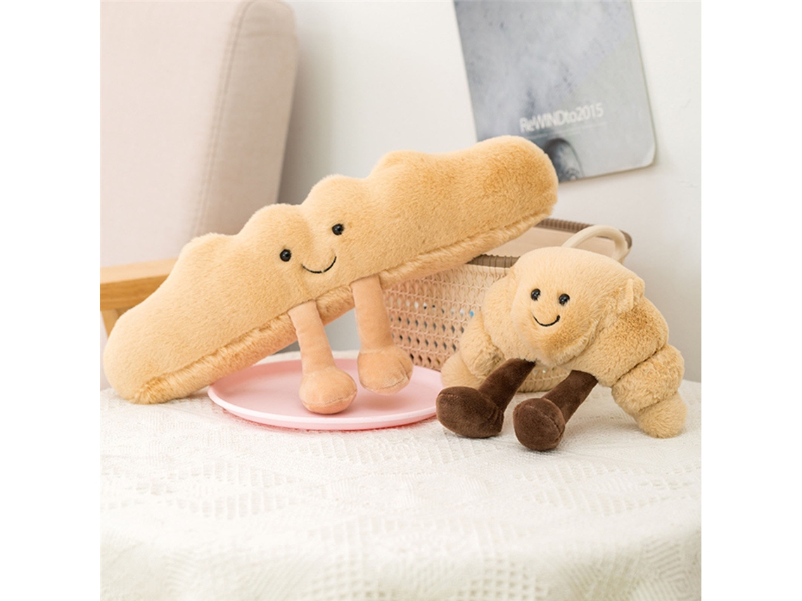 Primerox brinquedo de Pelúcia de Pão Croissant Travesseiro de Alimento Fofo Macio Presente