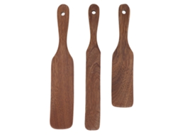 3 Espátulas De Madeira Com Cabeça Larga Antiderrapantes Para Bife Pizza Salada E Leite