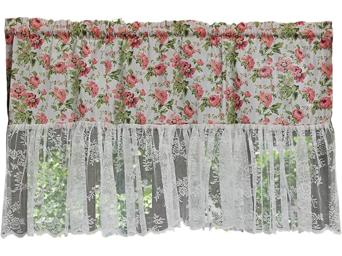 Cortinas De Renda Floral Semitransparentes Que Filtram A Luz, Prontas Para Pendurar Instantaneamente.