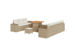 Conjunto 10 De Sofá De Jardim De Vidaxl Com Travesseiros Bege Bege Vime