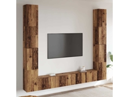 Vidaxl Armários De Tv Montados Na Parede 6 Pcs Madeira Velha