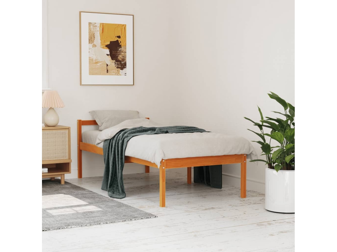 Vidaxl Cama Para Idosos 90x190 Cm Madeira Pinho Maciça Castanho Cera
