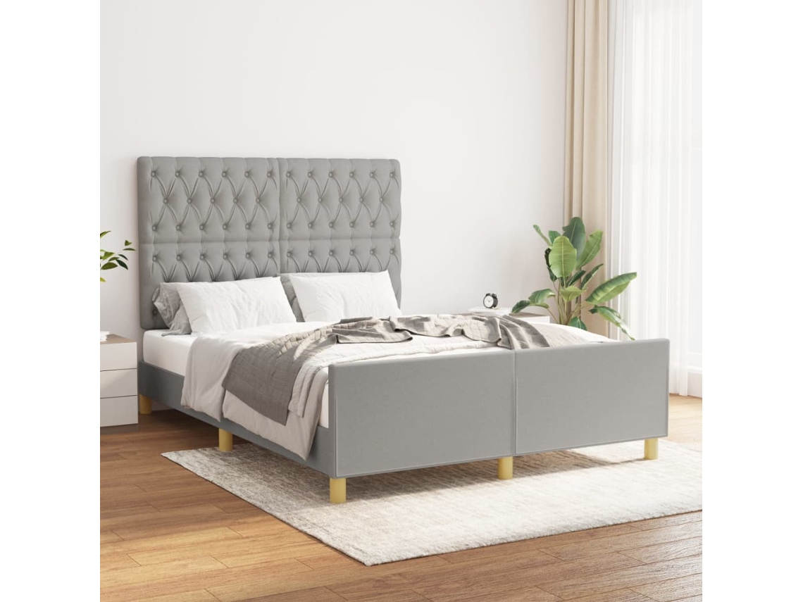 Vidaxl Estrutura De Cama Sem Colchão 140x200 Cm Tecido Cinzento-claro