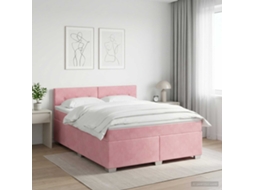 Vidaxl Cama Box Spring Com Colchão Rosa 140 X 200 Cm Veludo