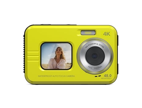Câmara Digital Do Esporte VIGA EUROPE Wdc901 Waterproof 3.5M 4K 48Mp com Foco Automático Zoom 16X 2 8 Polegadas Amarelo