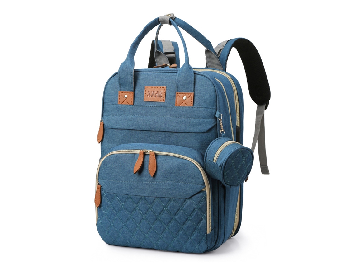 Mochila Maternal, 3 em 1 Bolsa de Fraldas, Bolsa para Mamãe, Berço Dobrável, Itens Essenciais para Recém nascidos SPQMENT (azul)