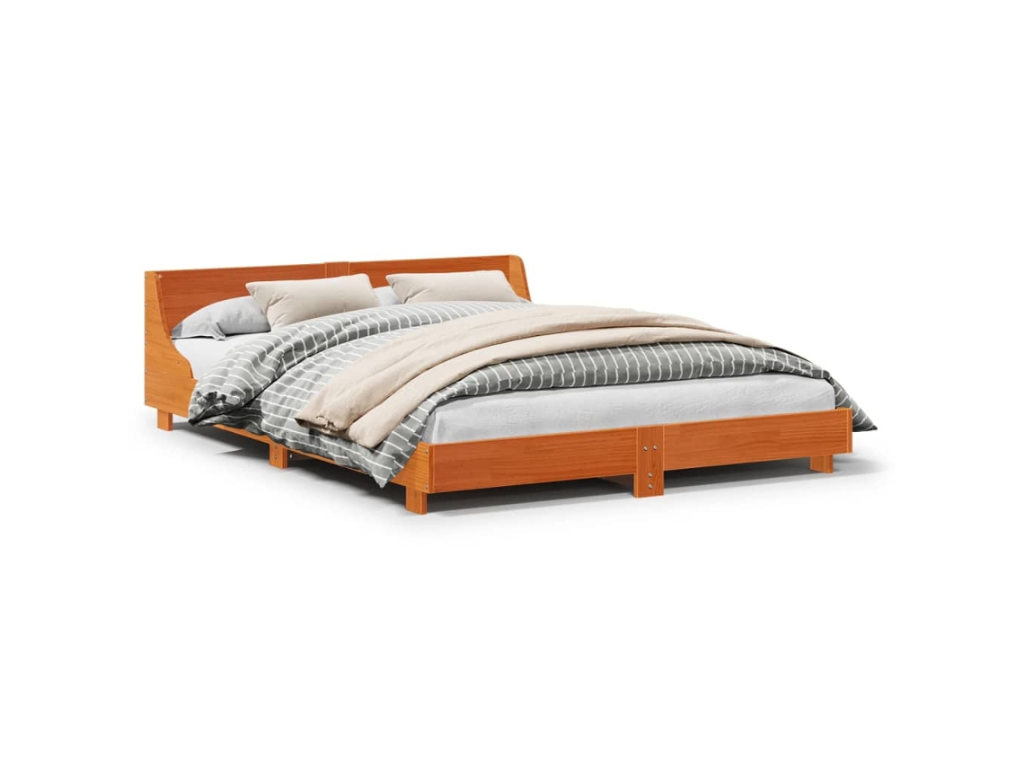 Bed Frame, Bed Frames Vidaxl Marrom Madeira De Pinho (140 X 190 Cm)
