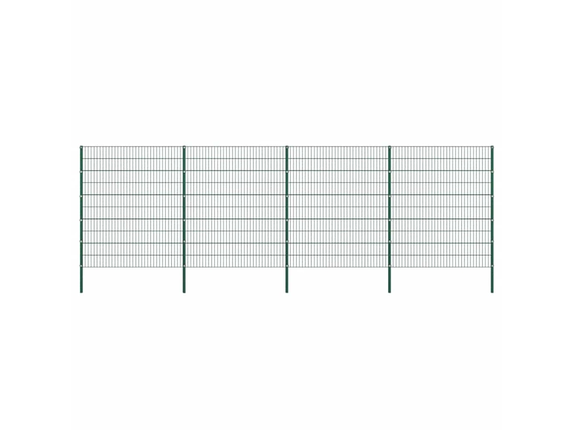 Vidaxl Painel De Vedação Com Postes De Ferro 694,5x200 Cm Verde