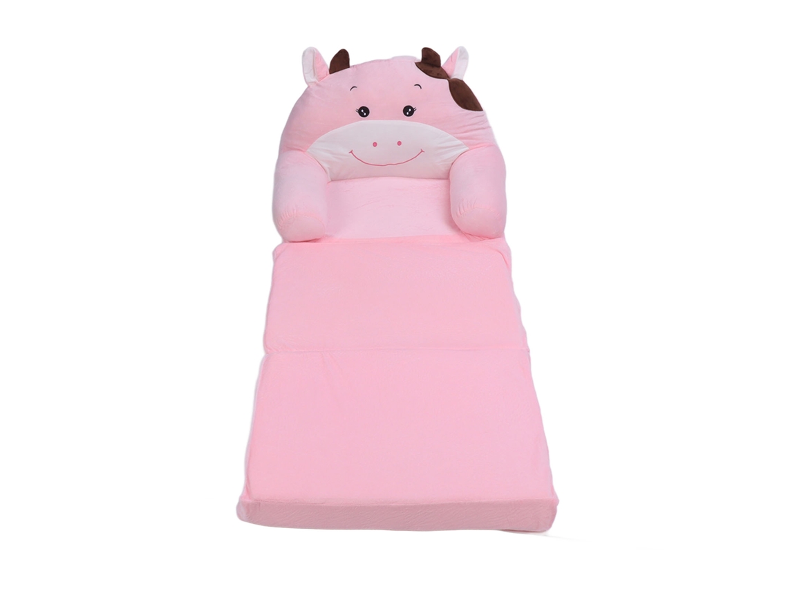 Sofá Infantil Dobrável Cute Cartoon Macio, Confortável, Cama, Menino, Menina, Vaca Rosa, 3 Camadas