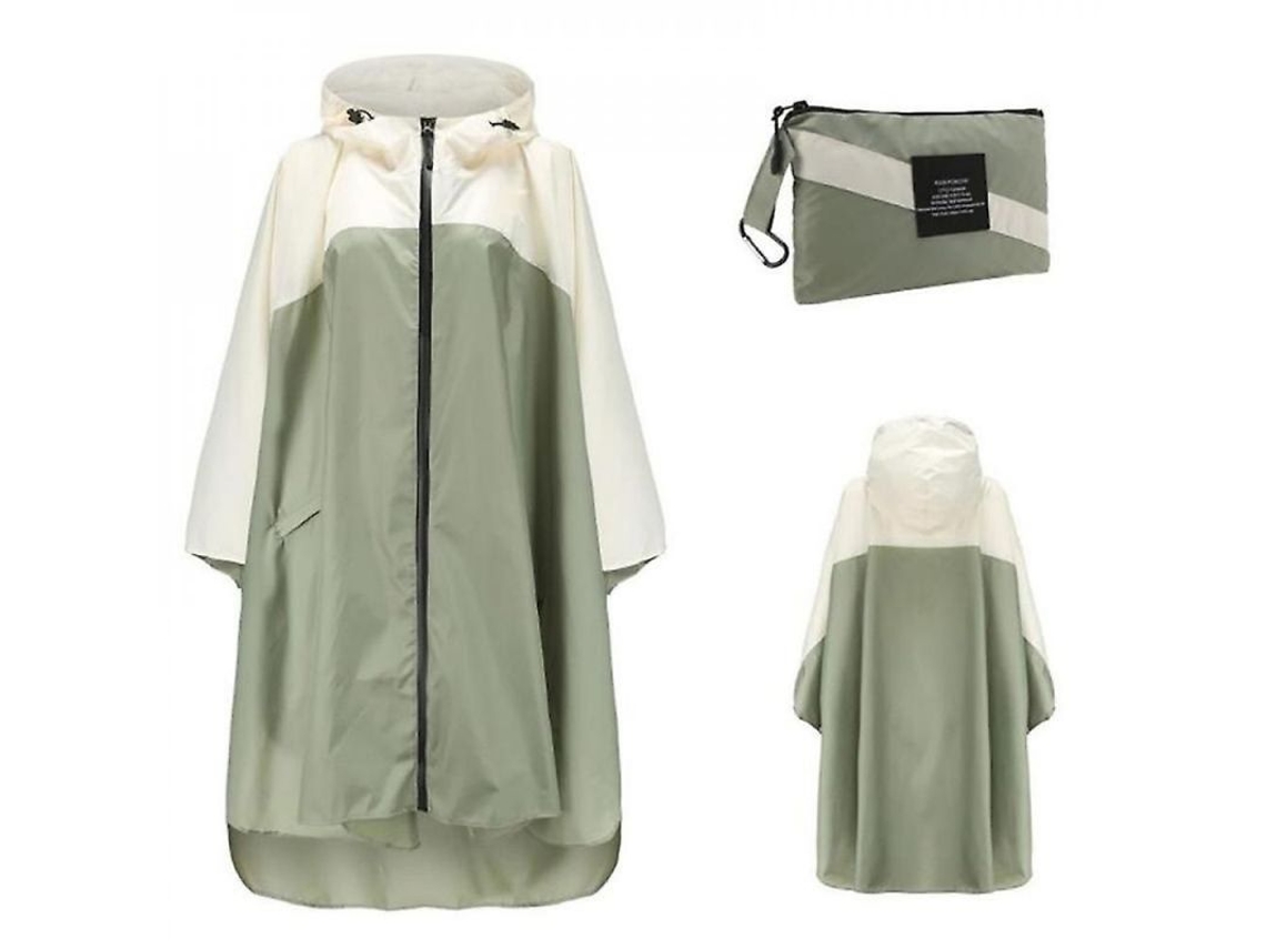 2026 impermeável Portátil para Adultos, Poncho Reutilizável com Capuz e Mangas Leve Lna Verde Beige